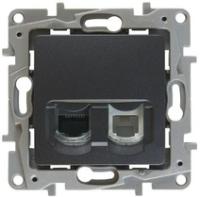 Legrand Etika Антрацит Розетка тел.+ комп. (RJ11+RJ45) 5 кат. UTP