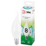 LED BXS-8W-840-E14 GL  Лампа светодиодная ЭРА GREEN LINE LED BXS-8W-840-E14 GL 8Вт свеча на ветру яркий белый свет E14
