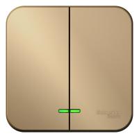 BLANCA О/У 2-клавишный ВЫКЛЮЧАТЕЛЬ (сх.5) с подсв., 10А, 250В, ТИТАН