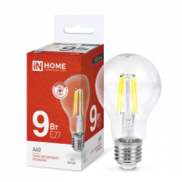 Лампа сд LED-A60-deco 9Вт 230В Е27 4000К 1040Лм прозрачная IN HOME