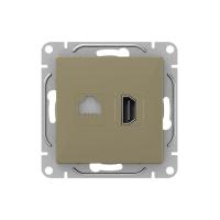 Механизм розетки HDMI+RJ45 (cat5), шампань Эпика EKF