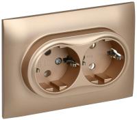 SKANDY Розетка 2-местная с заземлением без защитных шторок 16А в сборе SK-R08Sa песочный IEK