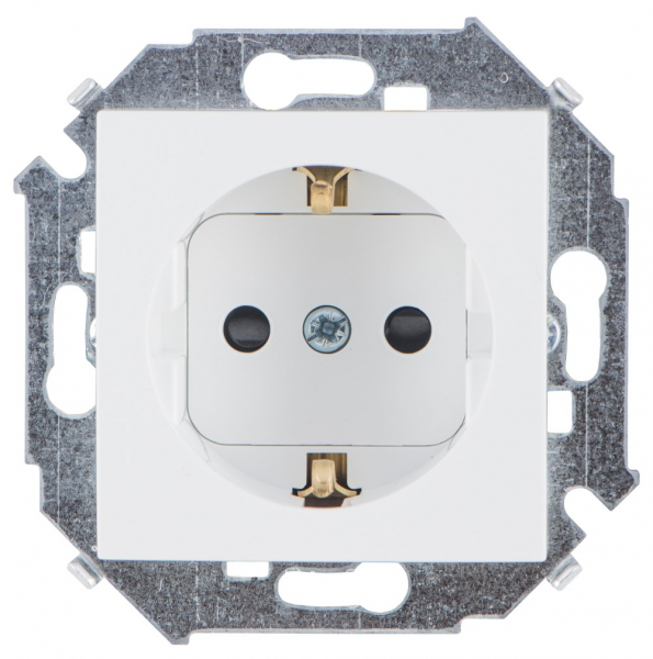 Розетка 2P+E Schuko  со шторками  16А  250В  винтовой зажим  белый