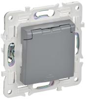 SKANDY Розетка 1-местная с заземлением с защитными шторками и крышкой 16А IP44 SK-R11Gr серый IEK