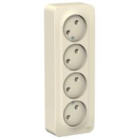 BLANCA О/У РОЗЕТКА 4-ая без заземл. без шторок ИЗОЛ.ПЛ., 16А, 250В, МОЛОЧНЫЙ