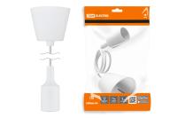 Патрон пластиковый Е27 с подвесом 1 м, белый TDM