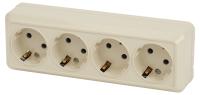 Розетка Intro Quadro 2-208-02 четырехместная с заземлением 4х2P+E, 16А-250В, IP20, открытой установки, слоновая кость