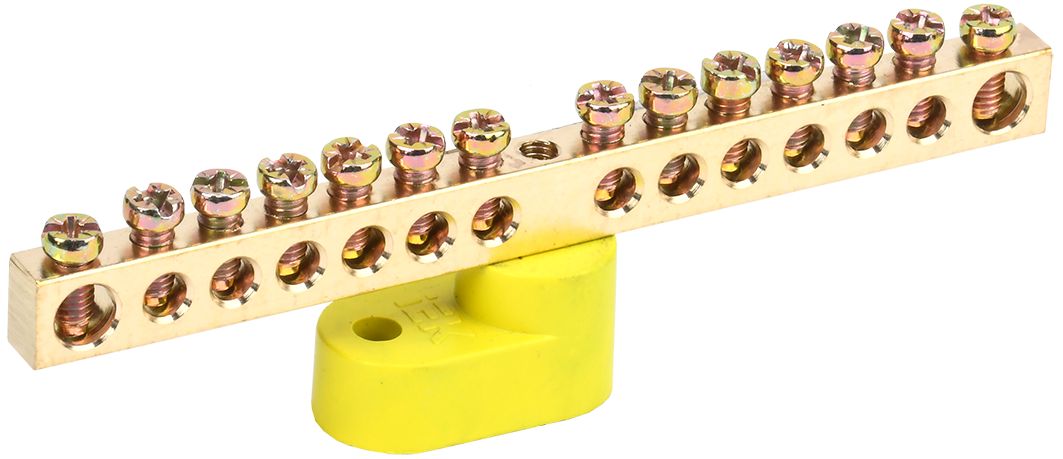 Шина PE "земля" на одном угловом изоляторе ШНИ-6х9-14-У1-Ж IEK