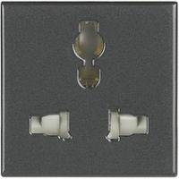 BT Axolute Антрацит Розетка мультистандарт 5/6/10/13А 127В/250В  2 модуля