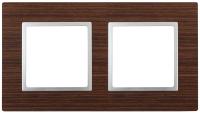 14-5302-10 ЭРА Рамка на 2 поста, дерево, Эра Elegance, венге+алюм (5/50/1200)