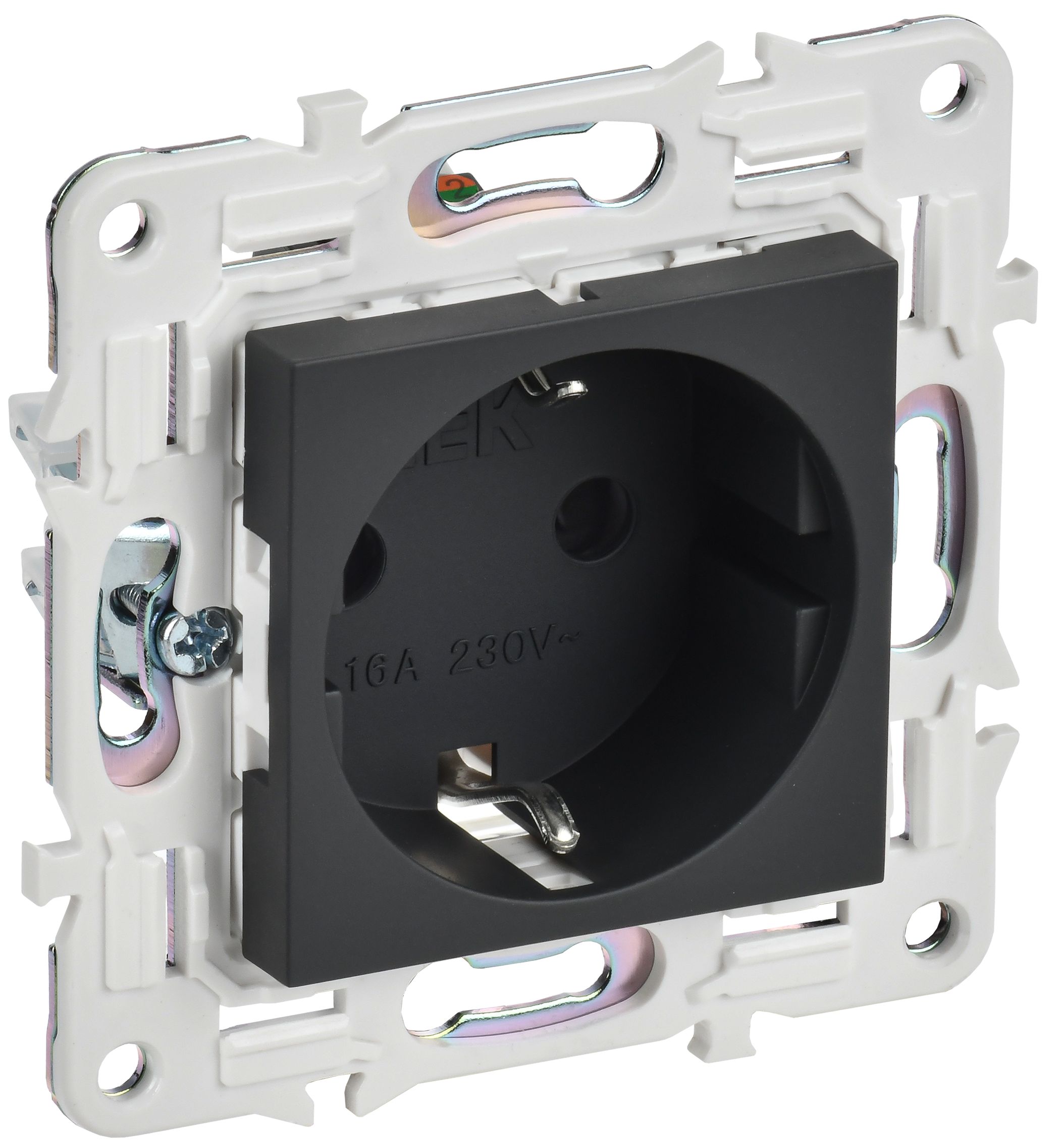 SKANDY Розетка с заземлением с защитными шторками 16А SK-R04G графит IEK