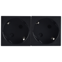 Розетка 2х2К+З нем.ст., 45 гр., с з/ш, черн. матовая (90х45мм), серия (тип) DF6