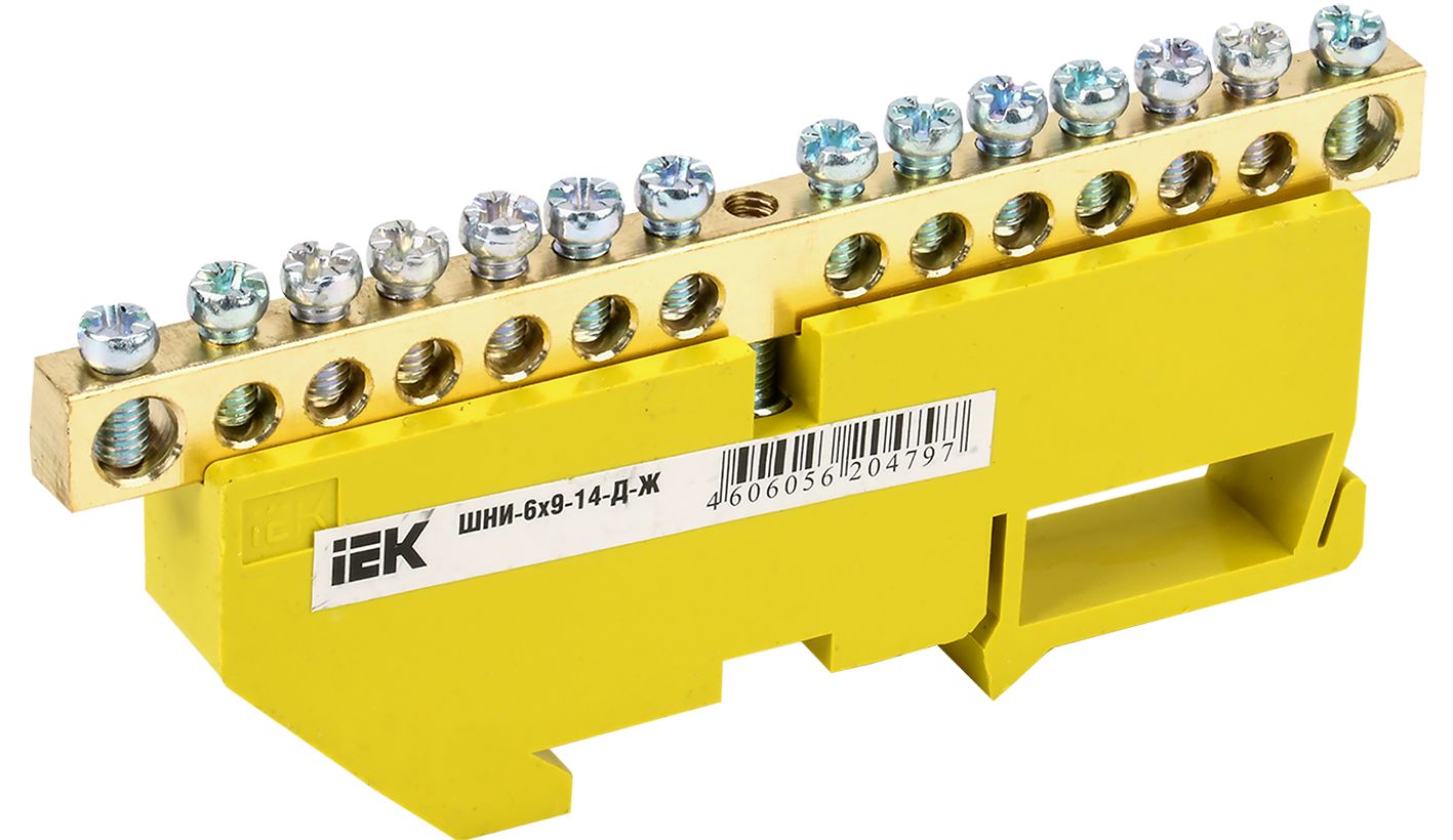 Шина PE "земля" на DIN-изол ШНИ-6х9-14-Д-Ж IEK