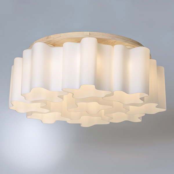 802095 Люстра NUBI LEGNO 9х40W E27 СВЕТЛОЕ ДЕРЕВО/БЕЛЫЙ