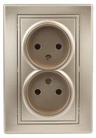 1-204-04 Intro Розетка 2х2P, 16А-250В, IP20, СУ, Plano, шампань (10/100/1800)