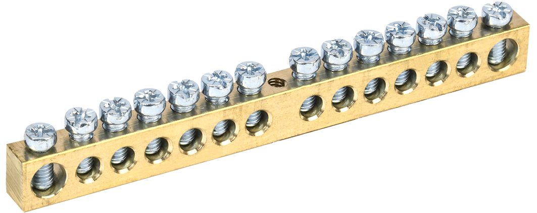 Шина PEN "земля-ноль" 8х12мм 14/1 (14групп/крепеж по центру) IEK