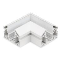 Угловой соединитель горизонтальный для Трекового шинопровода + Закладного профиля белый для натяжного потолка ПВХ 48V, MAGNET AM538 WH