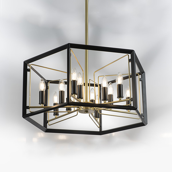 713327 Люстра REGOLO 12х40W E14 ЧЕРНЫЙ МАТОВЫЙ/ЗОЛОТО