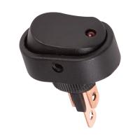 Выключатель клавишный 12V 30А (3с) ON-OFF черный ОВАЛ с красной LED подсветкой (RWB-523, ASW-20D)  REXANT