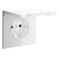 Накладка для розетки с заземлением, защитными шторками и крышкой, S70 (белый глянцевый)