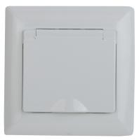 4-203-01 Intro Розетка 2P+E Schuko с крышкой, 16А-250В, СУ, Solo, белый (10/100/2500)