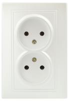 Розетка Intro Plano 1-204-06 без заземления двойная 2х2P, 16А-250В, IP20, СУ, перламутр