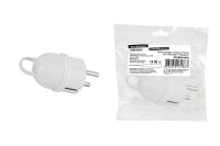 Вилка угловая с ушком с/з белая 16А 250В серии "Народная"