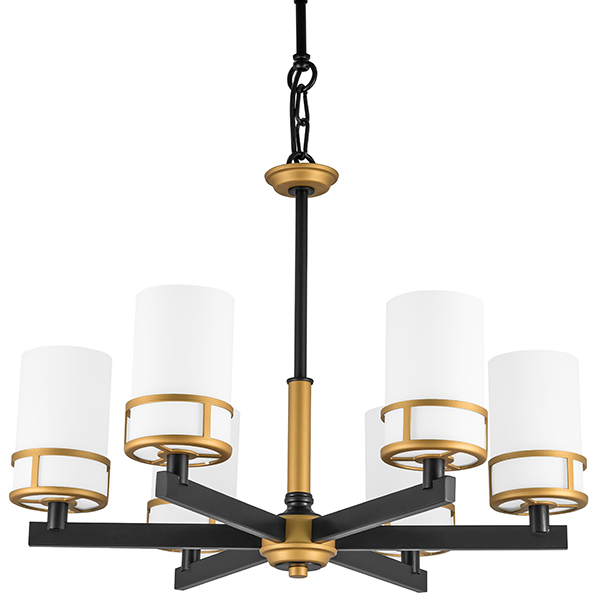 731067 Люстра CERO 6х40W E14 ЧЕРНЫЙ/ЗОЛОТО/БЕЛЫЙ