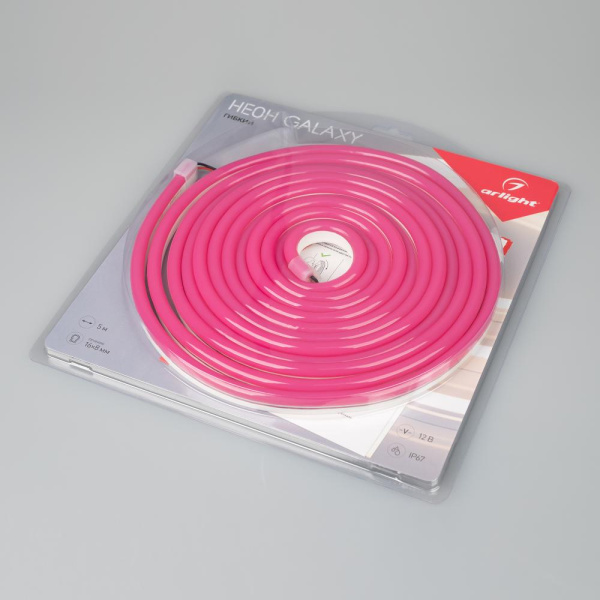 Образец Гибкий неон GALAXY-1608-5000CFS-2835-100 12V Pink 0.5M (16x8mm, 12W, IP67) (Arlight, 12 Вт/м, IP67)