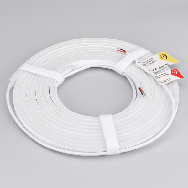 Лента герметичная MOONLIGHT-SIDE-A120-06x12mm 24V White6000 (9.6 W/m, IP65, 5m, wire x2) (Arlight, Вывод кабеля прямой)