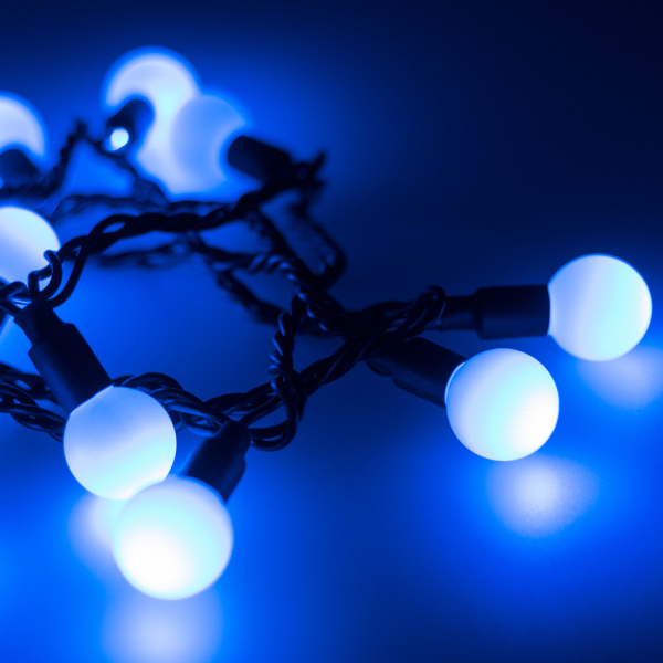 Светодиодная гирлянда ARD-BALL-CLASSIC-D23-20000-BLACK-160LED BLUE (230V, 7W) (Ardecoled, IP65)