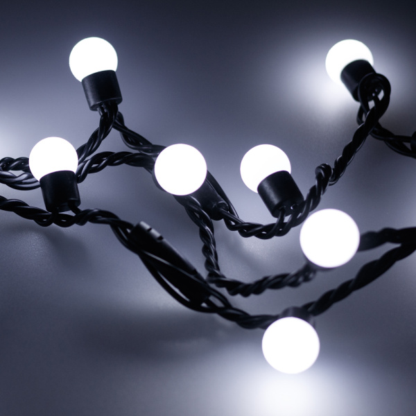 Светодиодная гирлянда ARD-BALL-CLASSIC-D17.5-20000-BLACK-200LED WHITE (230V, 14W) (Ardecoled, IP65)