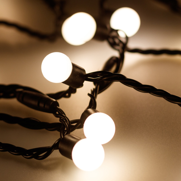 Светодиодная гирлянда ARD-BALL-CLASSIC-D17.5-20000-BLACK-200LED WARM (230V, 14W) (Ardecoled, IP65)