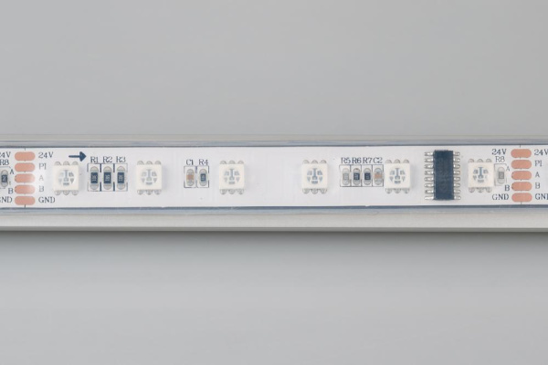 Лента DMX-5000P-5060-60 24V Cx6 RGB (14mm, 12.5W, IP66) (Arlight, Закрытый, IP66)