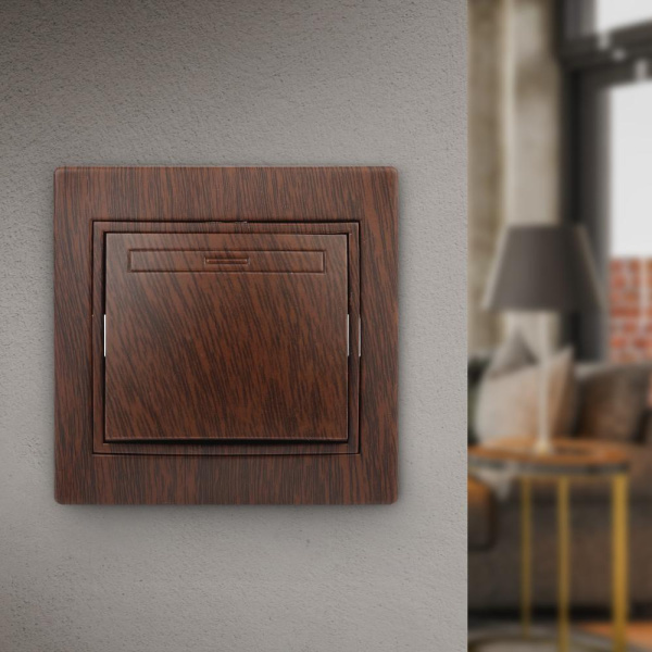 Выключатель Intro Plano 1-101-10 одноклавишный 10А-250В, IP20, СУ, венге