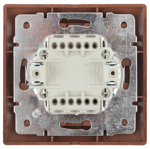 Выключатель Intro Plano 1-102-10 одноклавишный с подсветкой, 10А-250В, IP20, СУ, венге