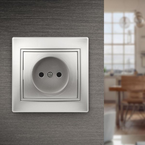 Розетка Intro Plano 1-201-03 без заземления 2P, 16А-250В, IP20, СУ, алюминий