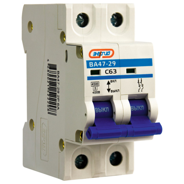 Автоматический выключатель ВА47-29 2P 63А (С) 4,5кА ЭНЕРГИЯ