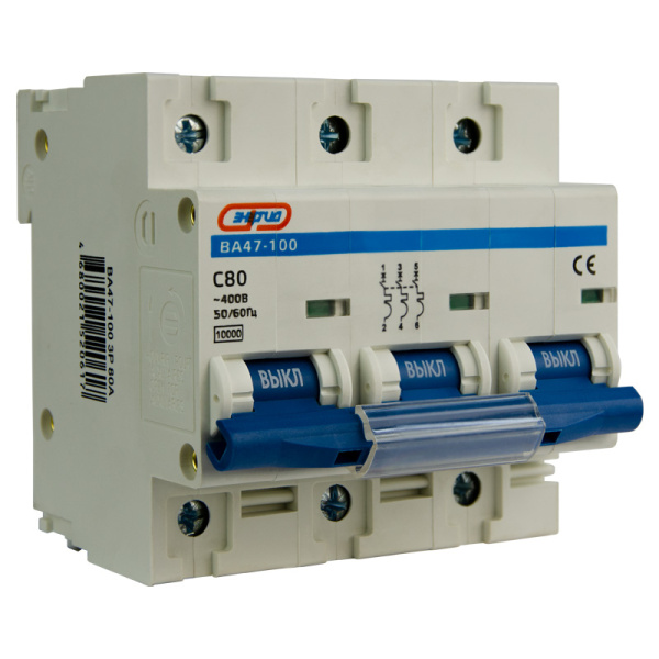 Автоматический выключатель ВА47-100 3P  80А (С) 10кА ЭНЕРГИЯ