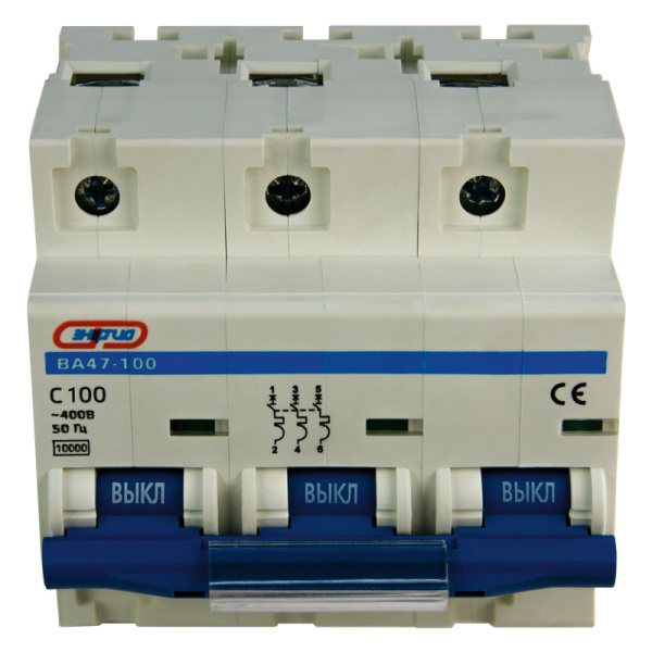Автоматический выключатель ВА47-100 3P 100А (С) 10кА ЭНЕРГИЯ