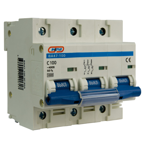 Автоматический выключатель ВА47-100 3P 100А (С) 10кА ЭНЕРГИЯ