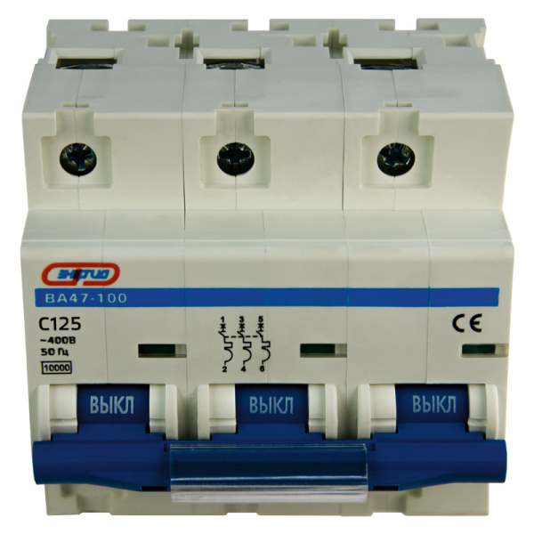 Автоматический выключатель ВА47-100 3P 125А (С) 10кА ЭНЕРГИЯ