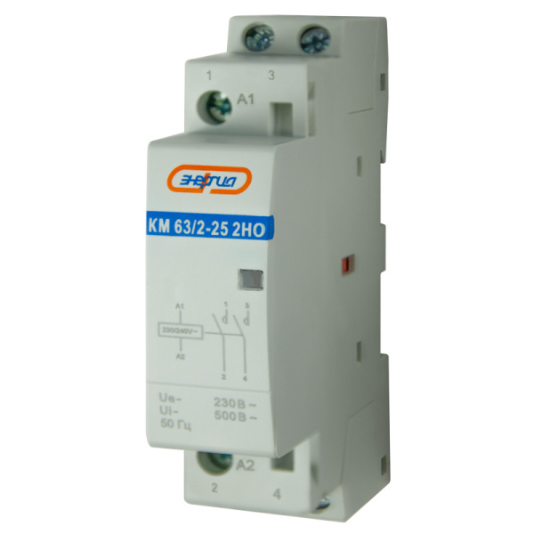 Модульный контактор КМ63/2P 25A 2НО 1мод. ЭНЕРГИЯ