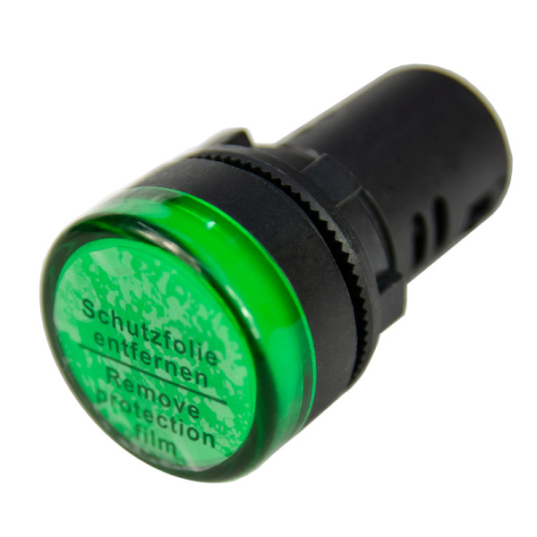 Лампа сигнальная AD22-22D d22мм зеленая LED 24В AC/DC цилиндр ЭНЕРГИЯ