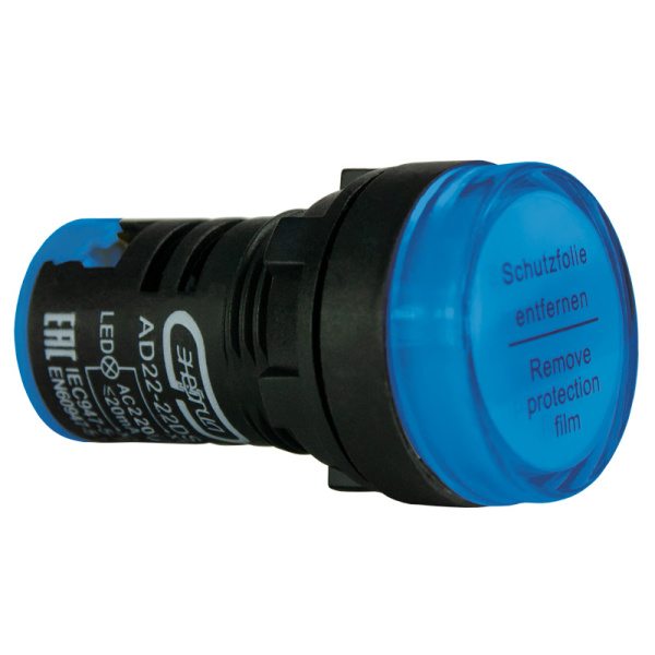 Лампа сигнальная AD22-22D d22мм синяя LED 230В цилиндр ЭНЕРГИЯ
