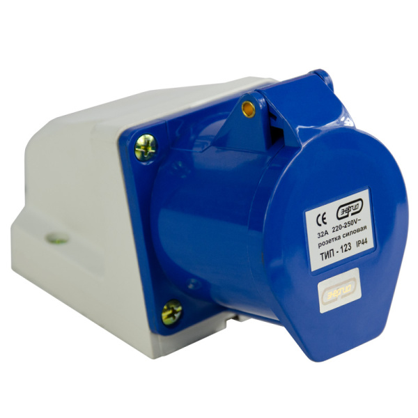 Розетка стационарная наружная TS-123 2P+PE 32А 230В IP44 ЭНЕРГИЯ