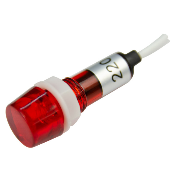 Лампа сигнальная YL235 d11мм красная неон 230В мон. корпус (50шт/упак) ЭНЕРГИЯ