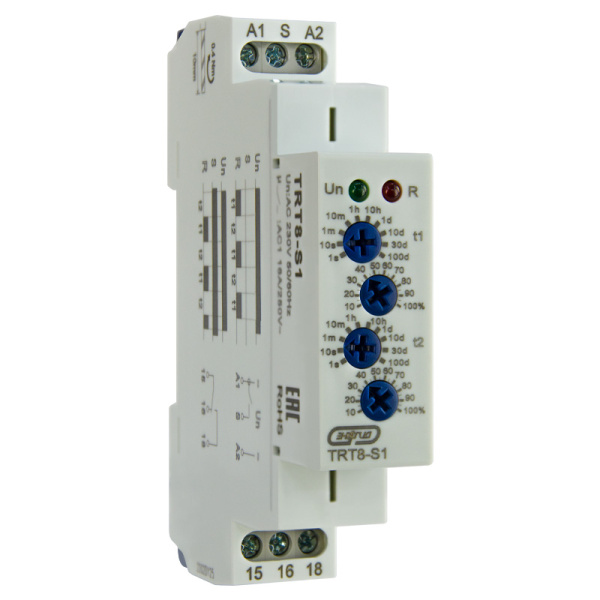 Реле времени цикл. TRT8-S1 16А 230AС 1пк 0,1с-100дней Энергия
