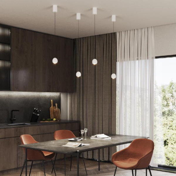 359341 OVER NT24 000 белый Светильник подвесной с механизмом регулировки высоты, провод 2м IP20 LED 7W 3000K 760Лм 170-265V SFERO