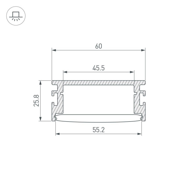 Профиль FLOOR60-H26-3000 ANOD BLACK (Arlight, Алюминий)